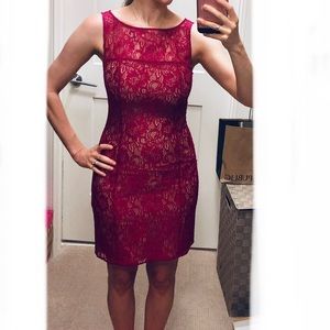 Armani Exchange cranberry lace dress